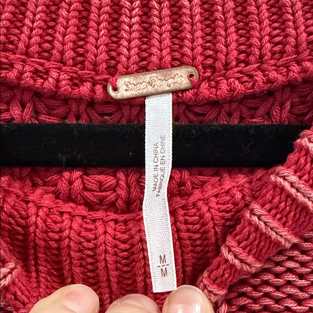 Free People Red Cable Knit Sweater - Picture 2 of 3